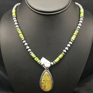 Navajo Sterling Silver Necklace Pendant Length 20